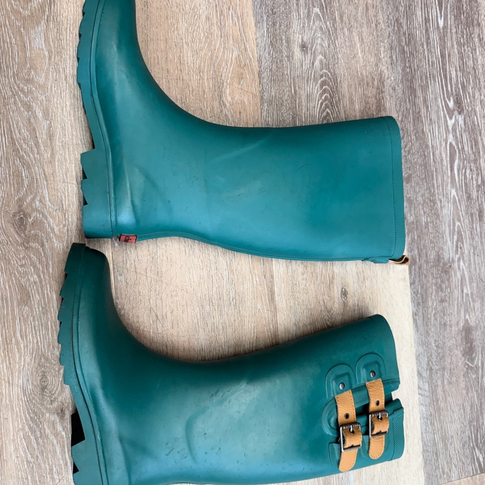 Chooka Top Solid Womens US 7 Rain Boots Forest Green Rubber Mid Calf Waterproof